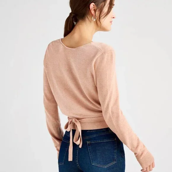 🩰 NWT Splendid Dana Wrap Sweater - Fitted Elegant Cotton Silk Blend 🩰 - Picture 4 of 13